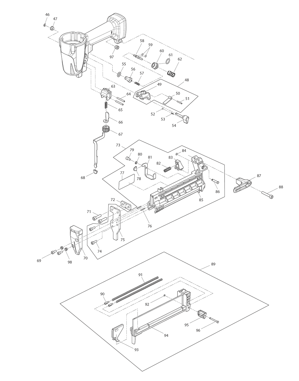 Page 1 Diagram and Parts List for AT638A  Makita Nailer