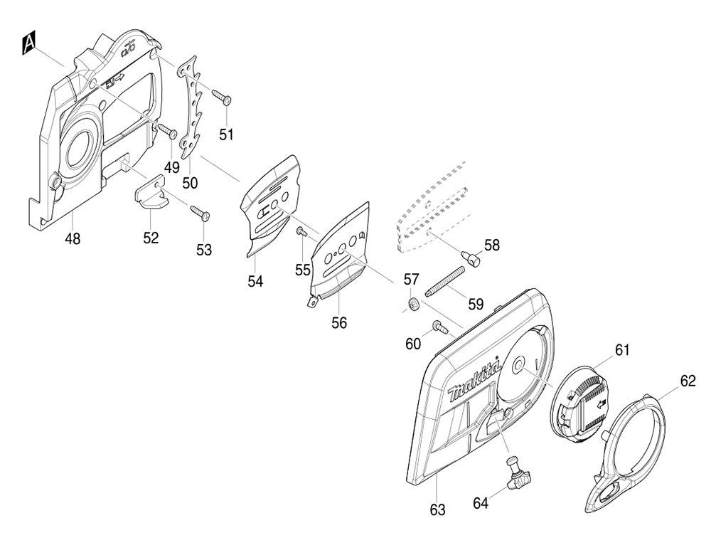 Fig-1 Diagram and Parts List for XCU04PT1  Makita Chainsaw