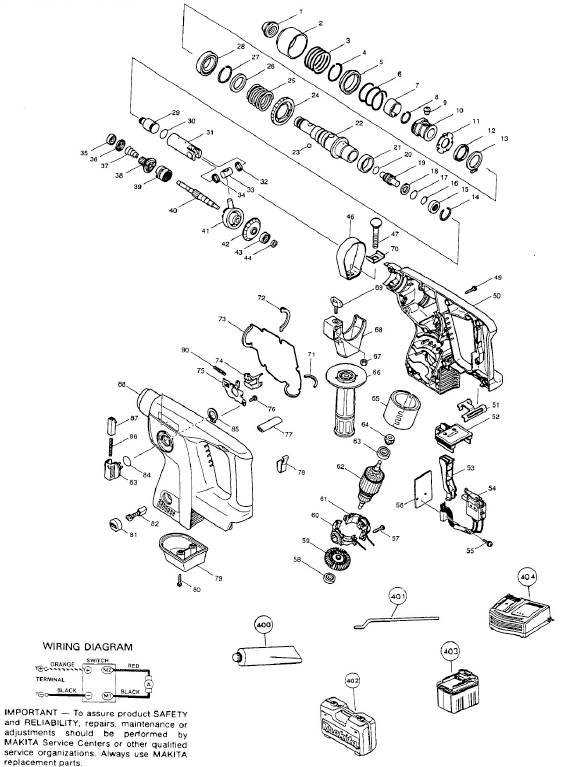 Diagram Diagram and Parts List for BHR200SH  Makita Hammer Drill