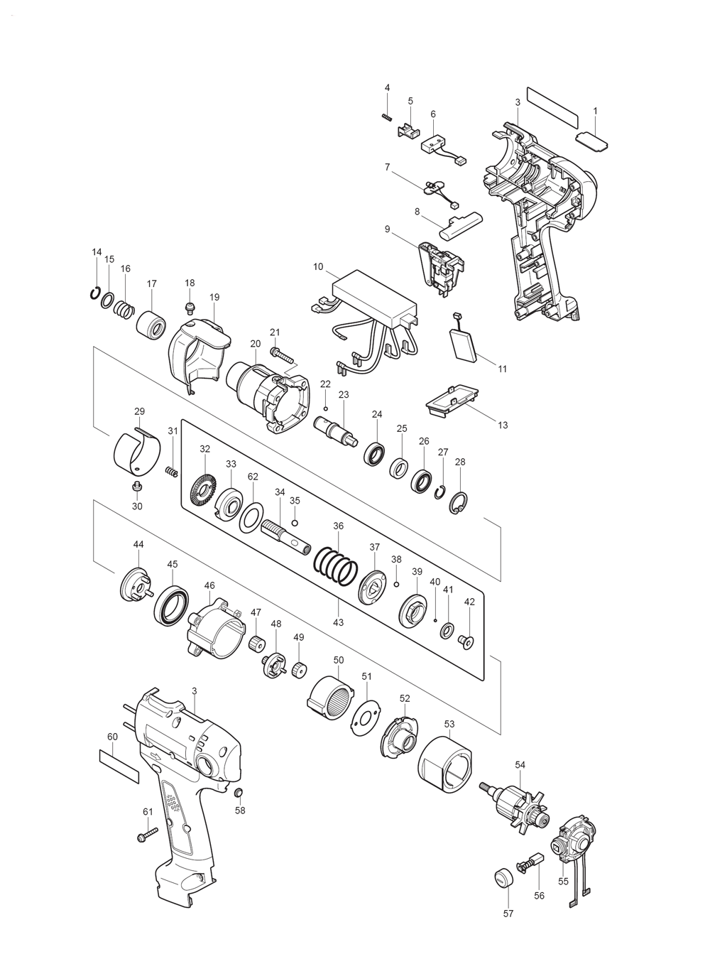 Page 1 Diagram and Parts List for BFT080FZ Type 1 Makita Screwdriver