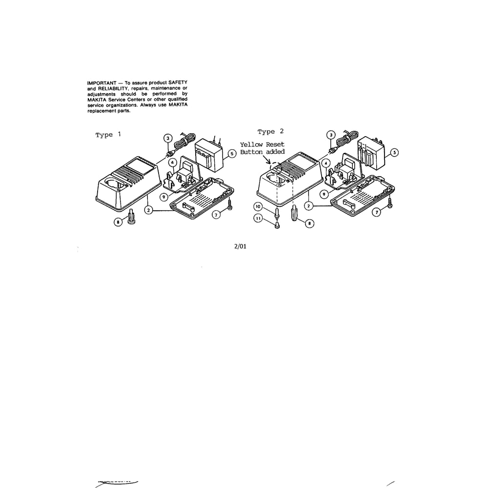 Charger, 1 Hour Diagram and Parts List for DC9100  Makita Charger