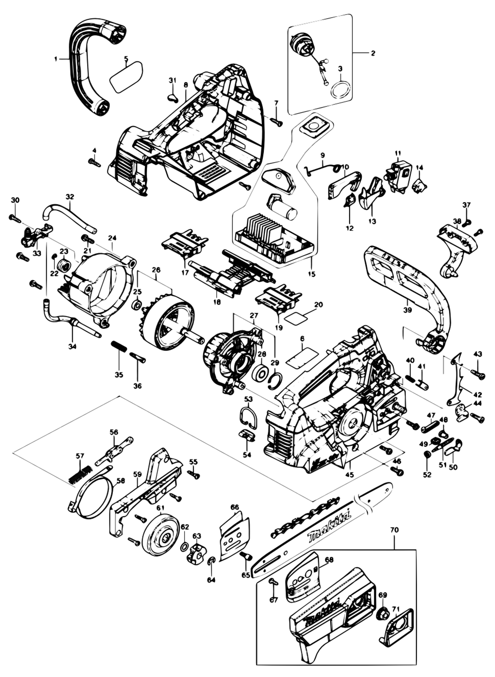 Fig-0 Diagram and Parts List for XCU09PT  Makita Chainsaw