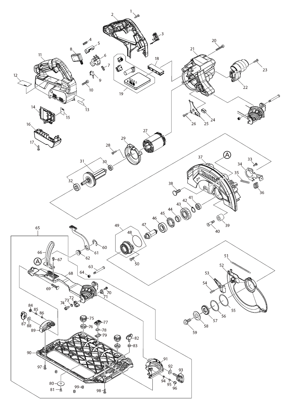 Fig-0 Diagram and Parts List for GSH02M1  Makita Circular Saw