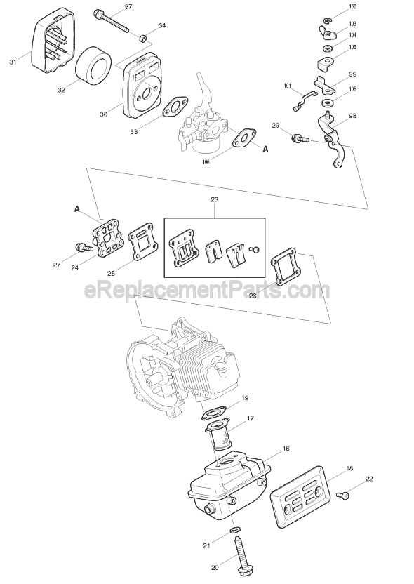 Page C Diagram and Parts List for EW110R  Makita Water Pump