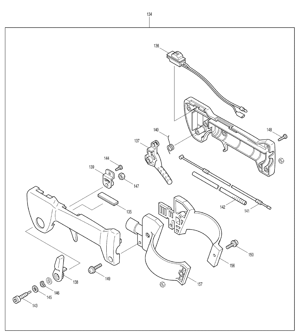 Page 4 Diagram and Parts List for PB500R  Makita Leaf Blower / Vacuum