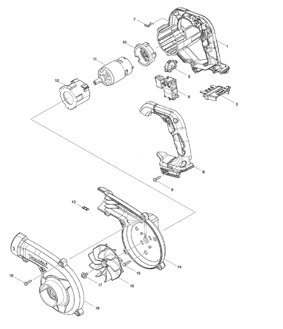 Diagram Diagram and Parts List for XBU05ST1  Makita Leaf Blower / Vacuum