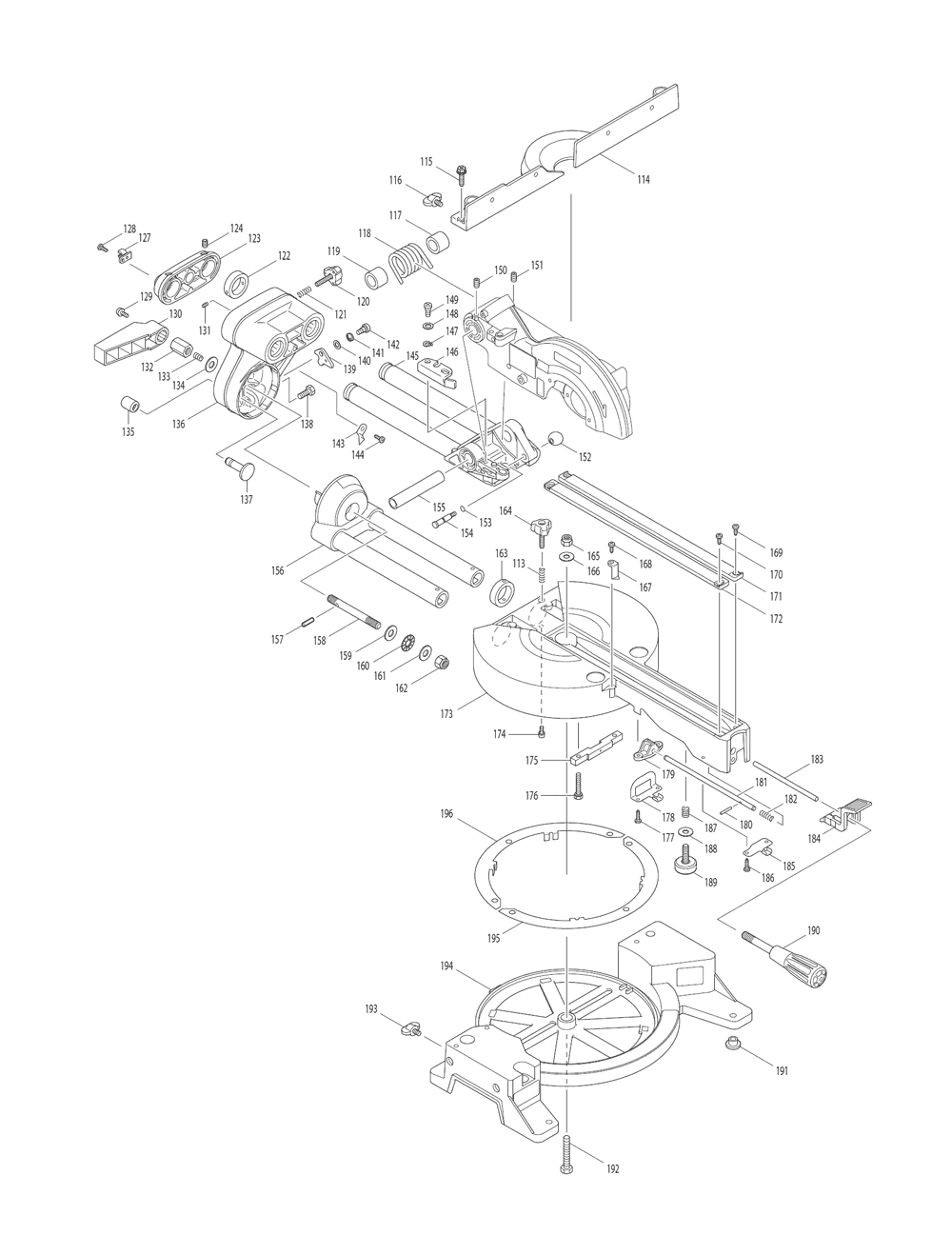 Page 1 Diagram and Parts List for LXSL01Z1 Type 2 Makita Saw