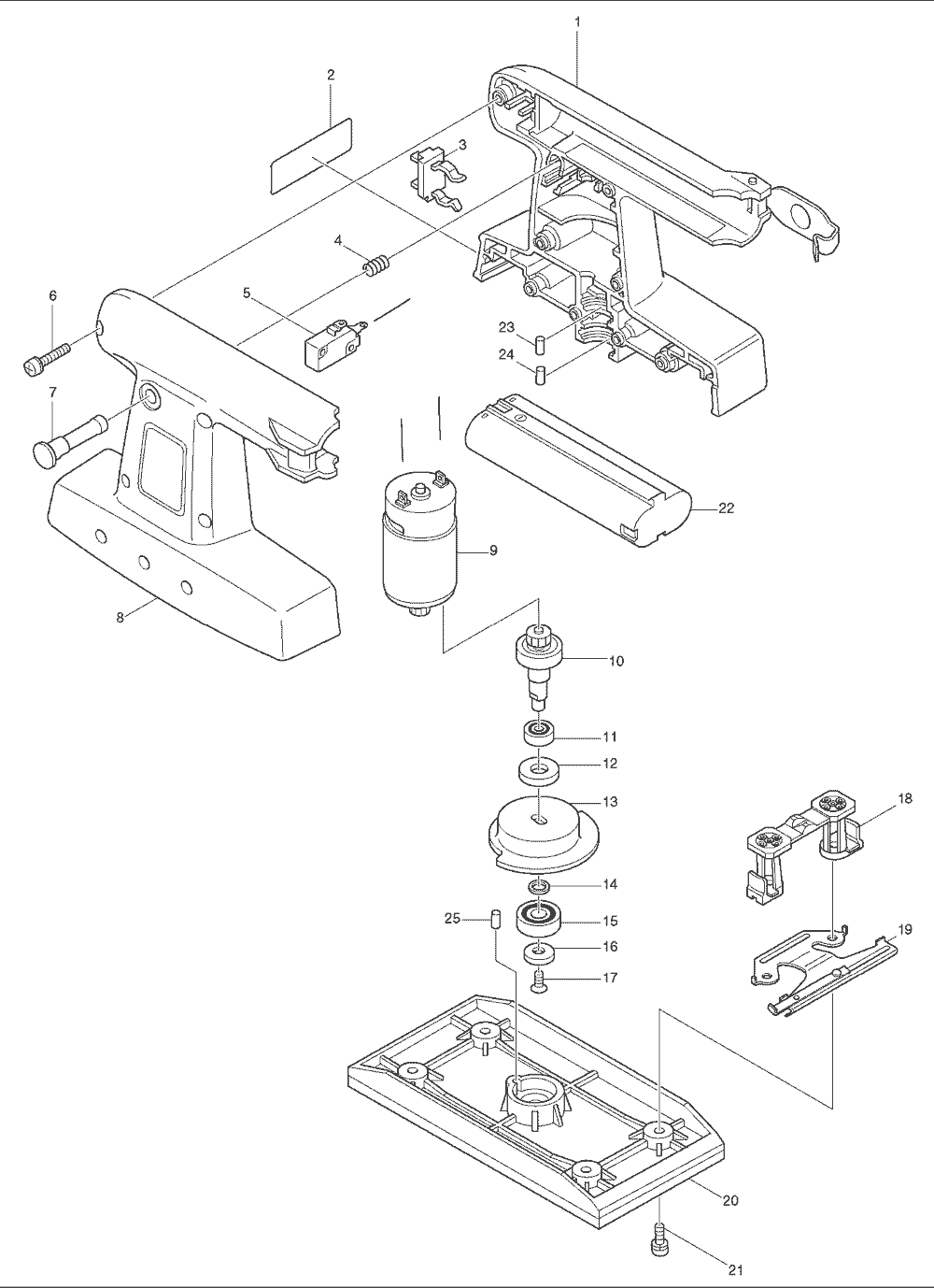 Page 1 Diagram and Parts List for 9035DW  Makita Sander