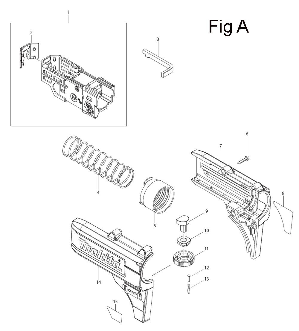 Fig-1 Diagram and Parts List for XSF03RX2  Makita Screwdriver
