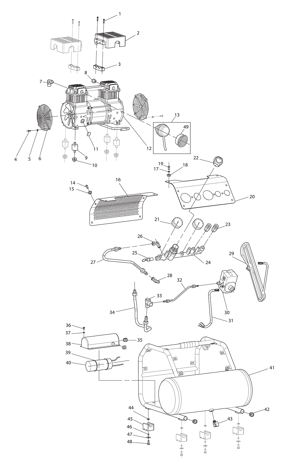 Fig-0 Diagram and Parts List for MAC320Q  Makita Compressor