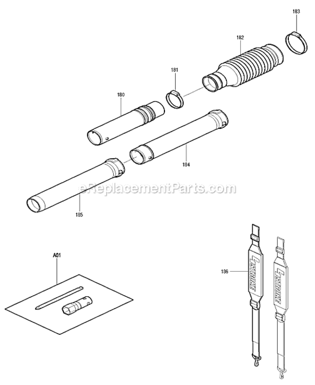 Page K Diagram and Parts List for BBX7600  Makita Leaf Blower / Vacuum