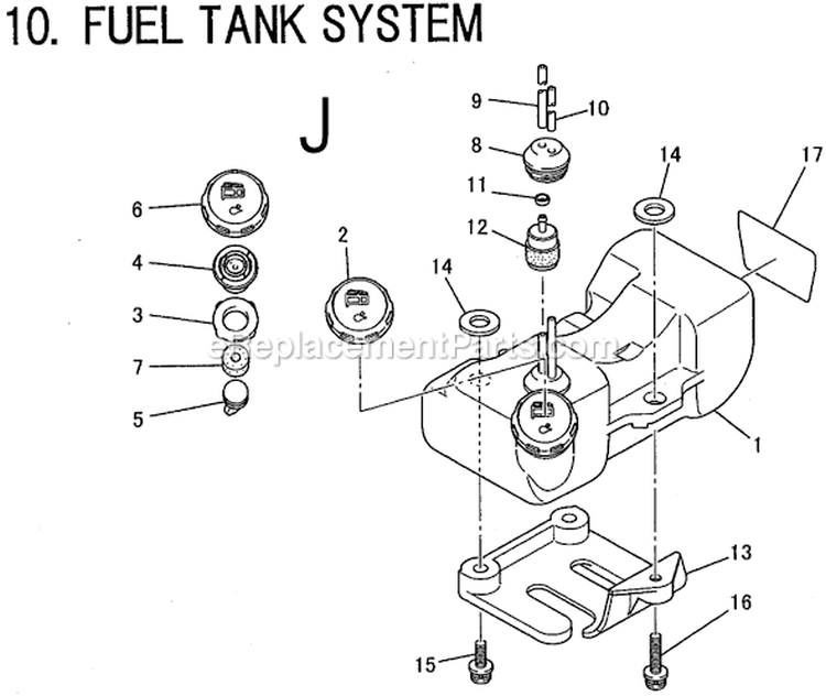 Page J Diagram and Parts List for BCM2610  Makita Trimmer
