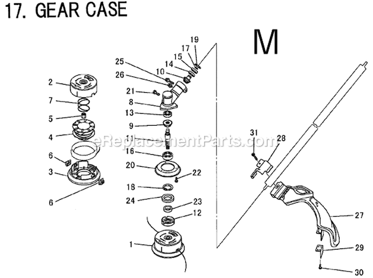 Page M Diagram and Parts List for BCM2610  Makita Trimmer