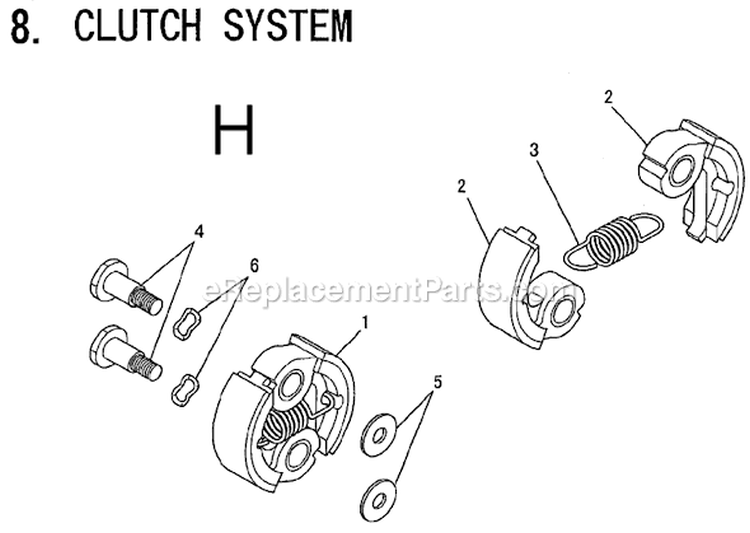 Page H Diagram and Parts List for BCM2610  Makita Trimmer