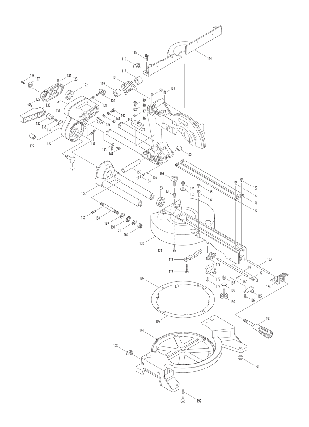 Page 1 Diagram and Parts List for XSL01  Makita Saw
