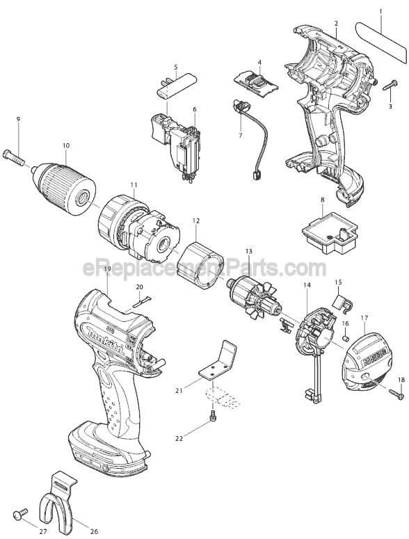 Page A Diagram and Parts List for BDF452HW  Makita Cordless Drill