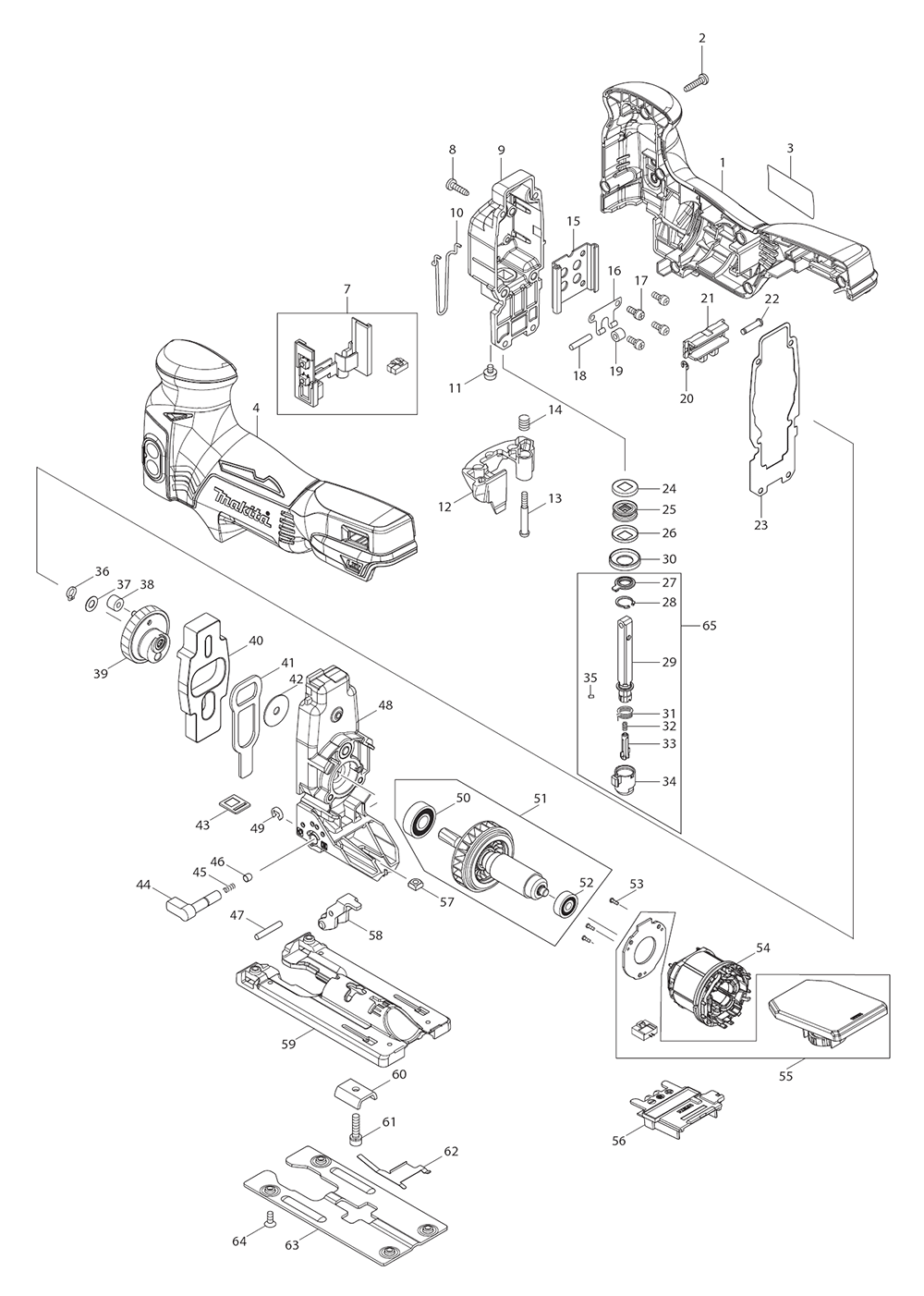 Page 1 Diagram and Parts List for XVJ01Z  Makita Saw