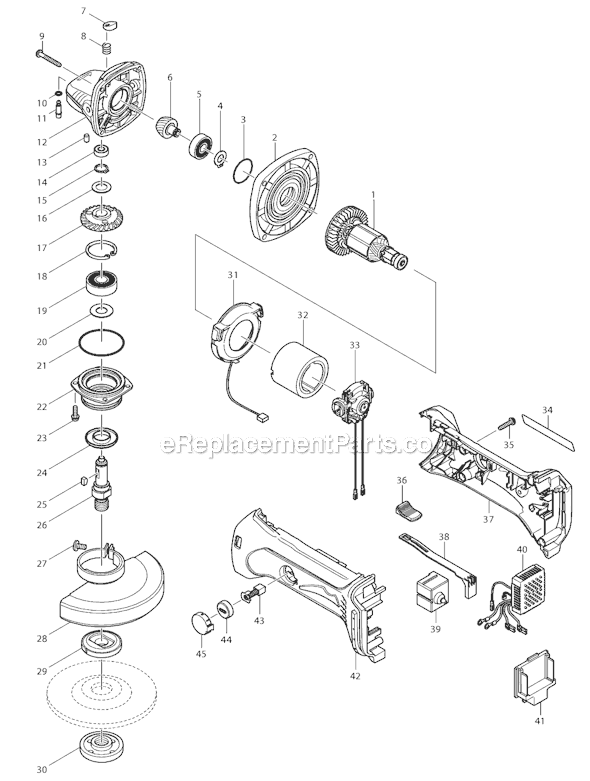 Page A Diagram and Parts List for BGA452Z  Makita Angle Grinder