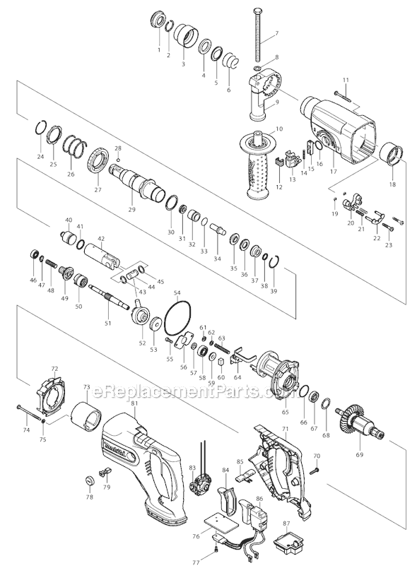 Page A Diagram and Parts List for BHR240Z  Makita Hammer Drill
