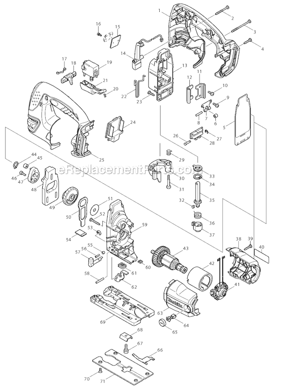 Page A Diagram and Parts List for BJV180Z  Makita Jig Saw