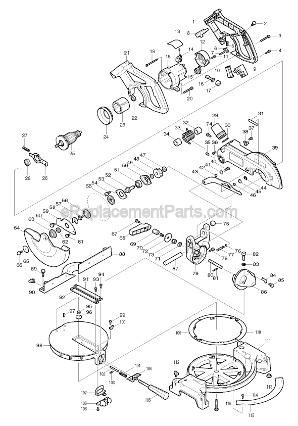 Page A Diagram and Parts List for BLS820  Makita Miter Saw