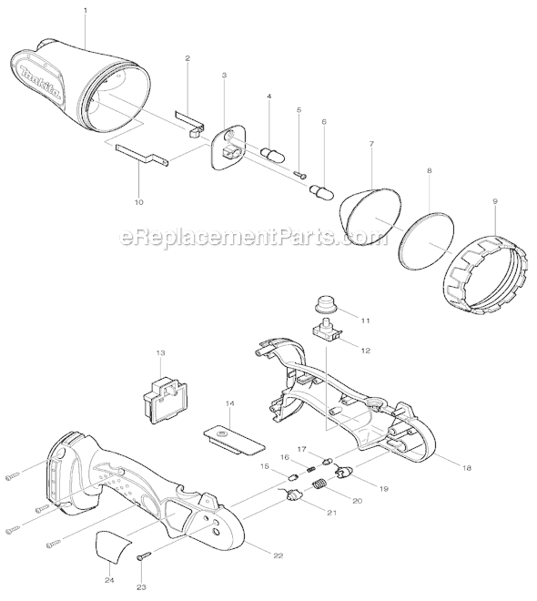 Page A Diagram and Parts List for BML185W  Makita Worklight & Flashlight