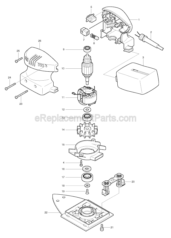 Page A Diagram and Parts List for BO4562  Makita Sander Polisher