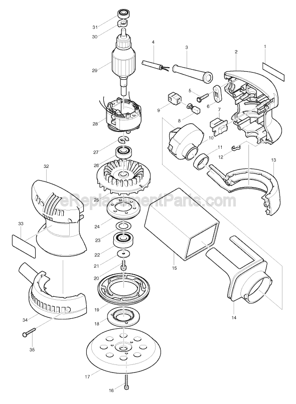 Page A Diagram and Parts List for BO5011  Makita Sander Polisher