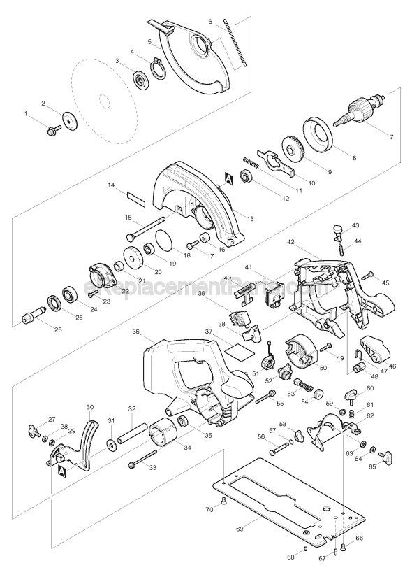 Page A Diagram and Parts List for BSS730  Makita Circular Saw