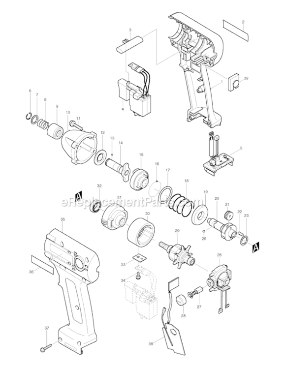 Page A Diagram and Parts List for BTD042  Makita Impact Driver