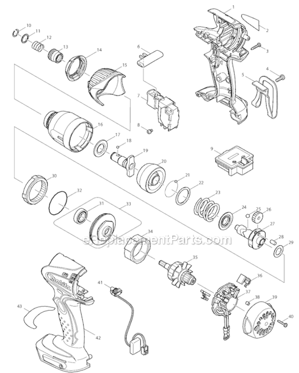 Page A Diagram and Parts List for BTD141Z  Makita Impact Driver