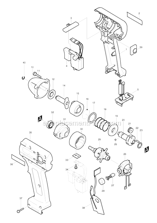 Page A Diagram and Parts List for BTW072  Makita Impact Driver