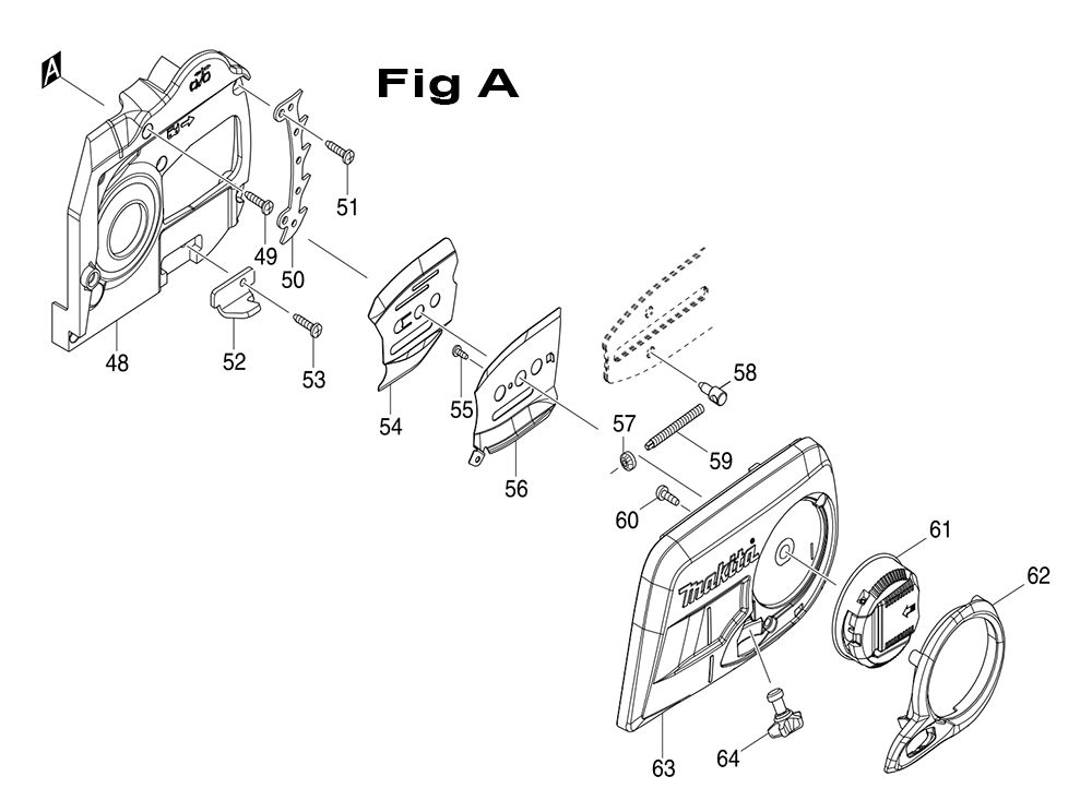 Page 1 Diagram and Parts List for XCU04Z  Makita Saw