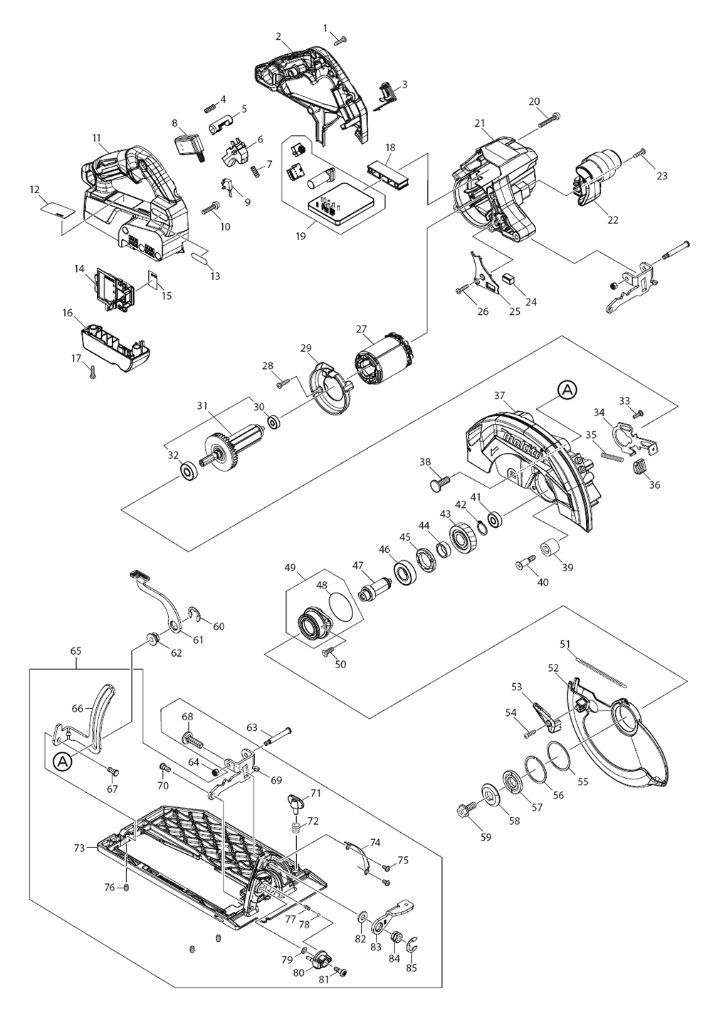 Fig-0 Diagram and Parts List for GSH01Z  Makita Circular Saw