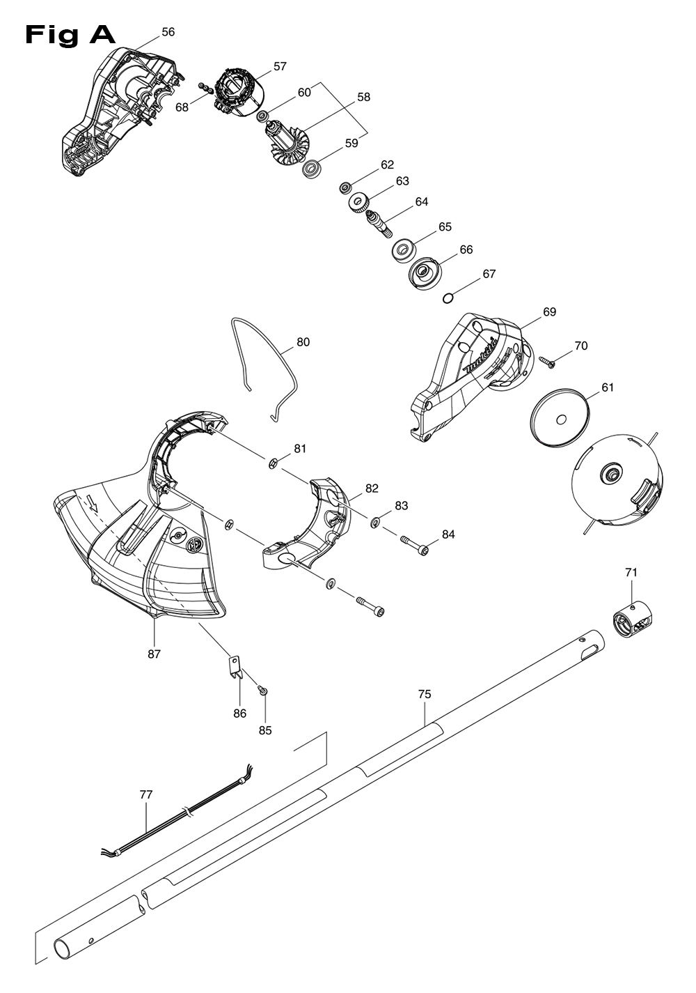 Page 1 Diagram and Parts List for XRU11Z  Makita Trimmer