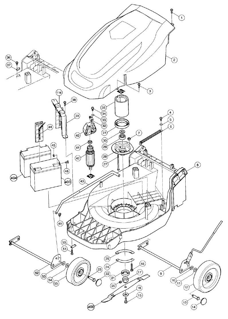 Page 2 Diagram and Parts List for UM401DW  Makita Lawn Mower