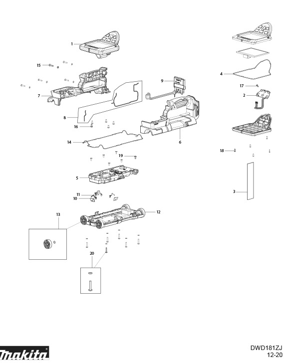 Diagram Diagram and Parts List for DWD181ZJ  Makita Miscellaneous