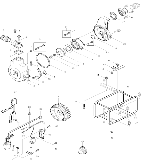 Page A Diagram and Parts List for EW400TR  Makita Water Pump