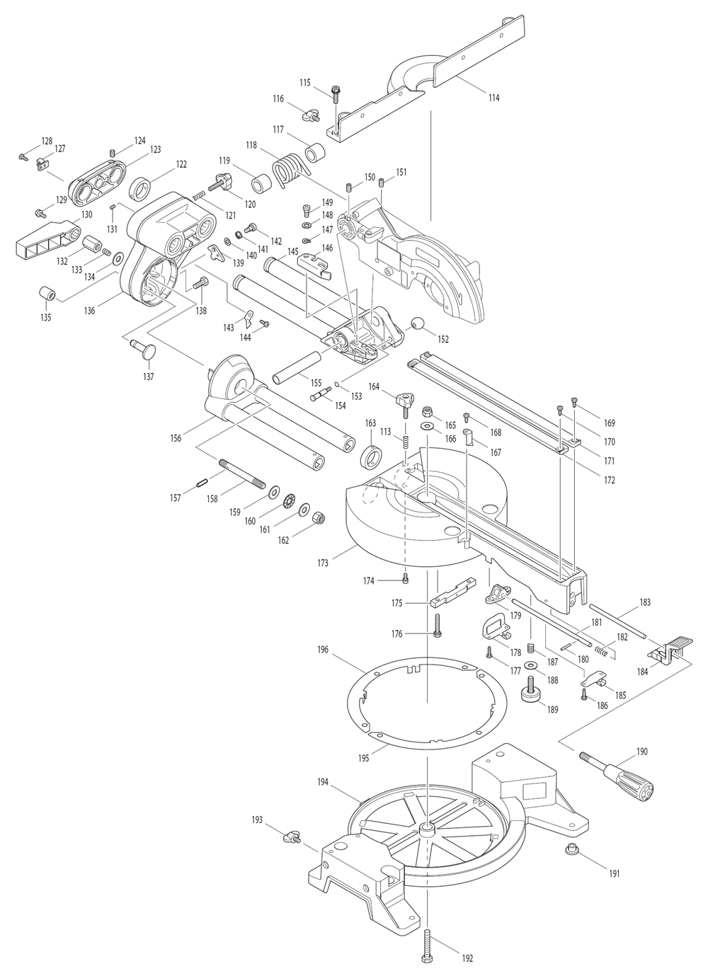 Page 1 Diagram and Parts List for XSL01Z  Makita Saw