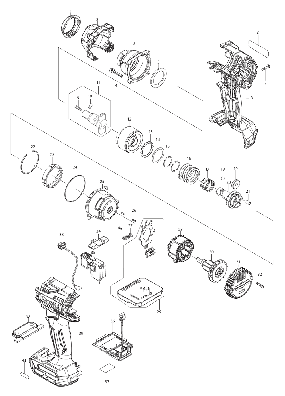 Fig-0 Diagram and Parts List for GWT05D  Makita Wrench