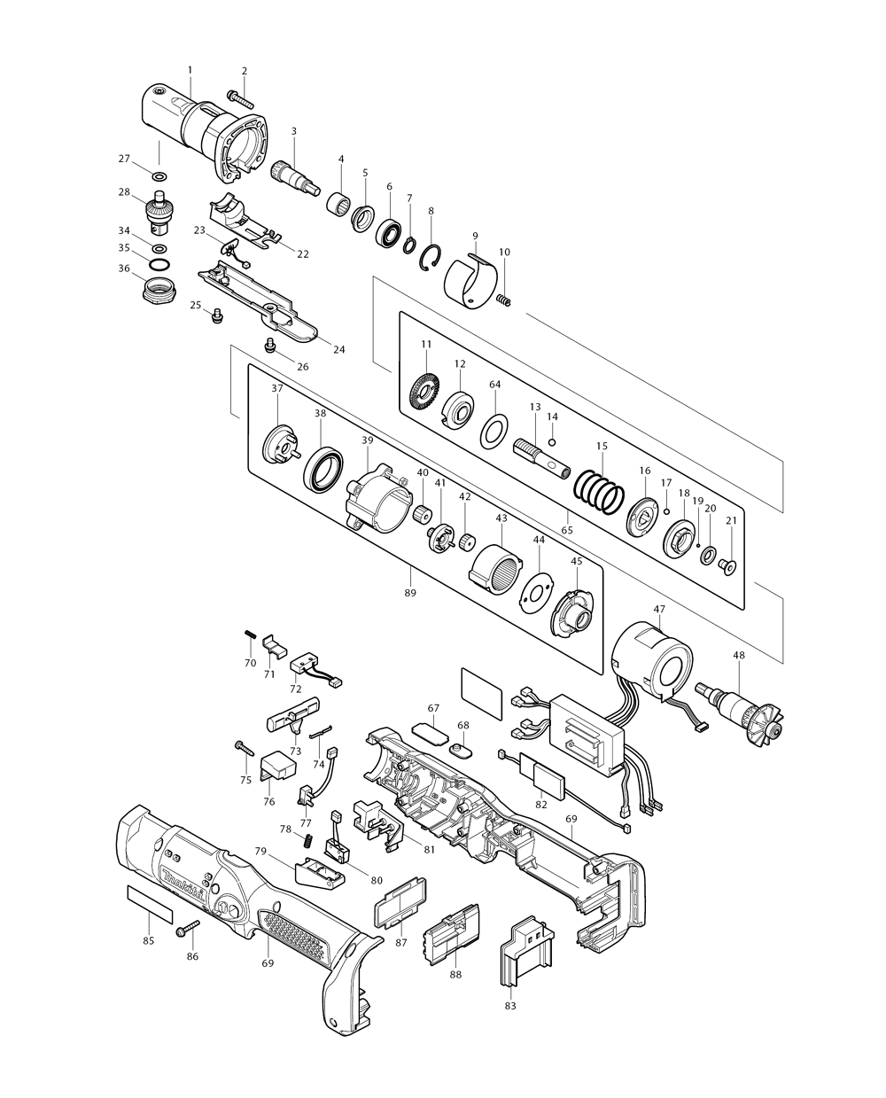 Page 1 Diagram and Parts List for BFL201RZ Type 1 Makita Drill