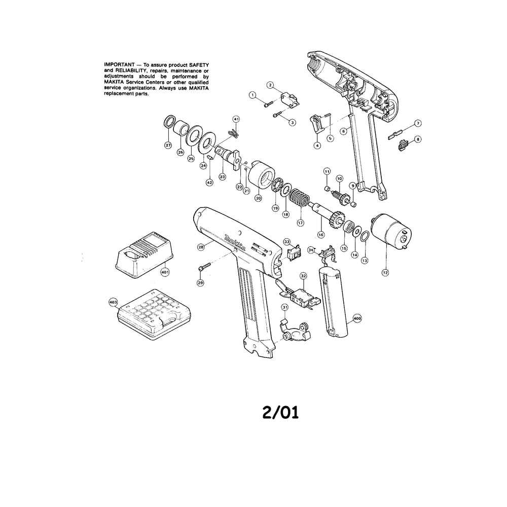 Cordless Impact Wrench Diagram and Parts List for 6900DW  Makita Wrench
