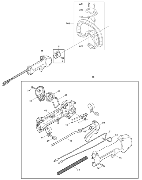 Diagram 1 Diagram and Parts List for MS-2564  Makita Trimmer