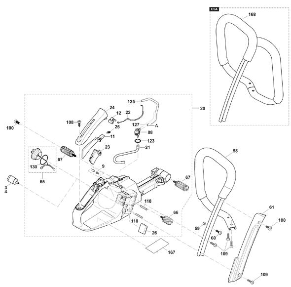 Diagram 1 Diagram and Parts List for EA6100PREL  Makita Chainsaw