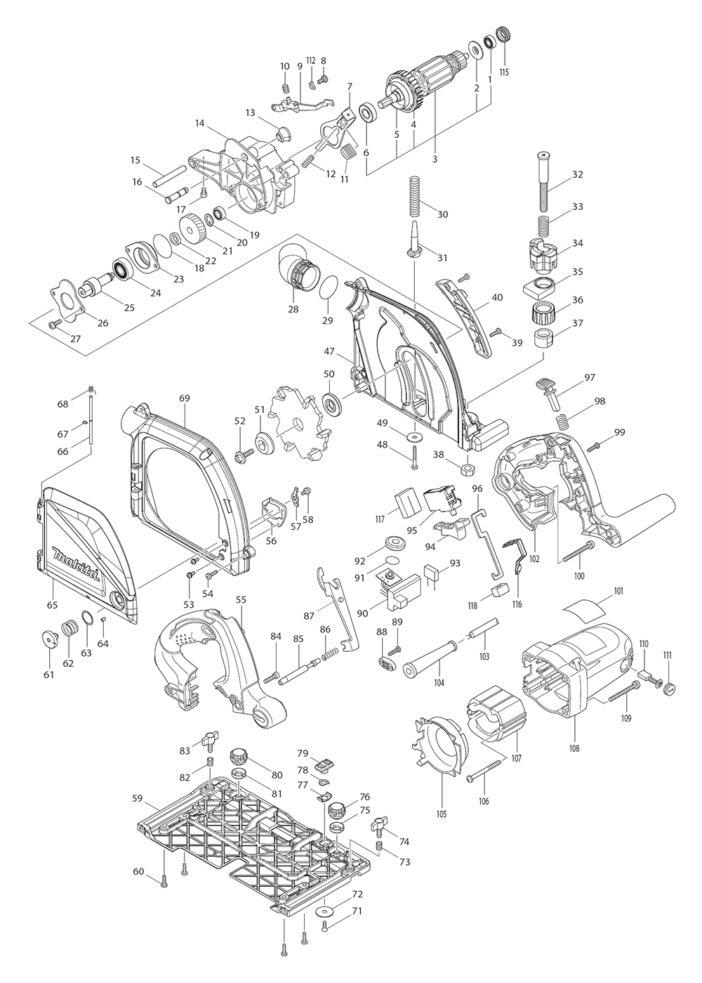 Page 1 Diagram and Parts List for CA5000X  Makita Saw