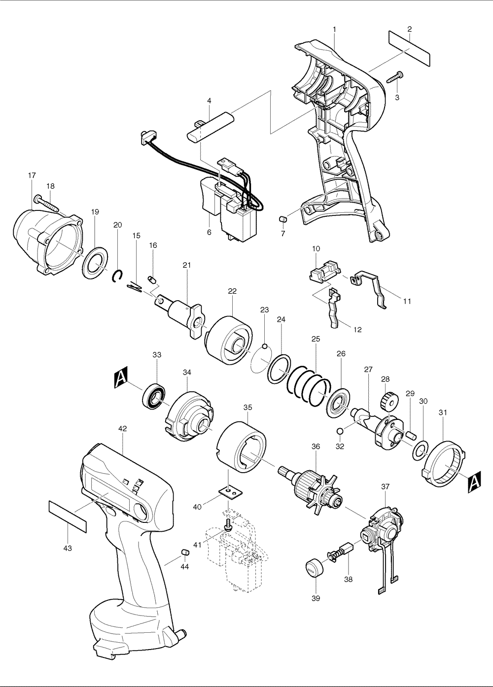 Page 1 Diagram and Parts List for 6934FD  Makita Drill
