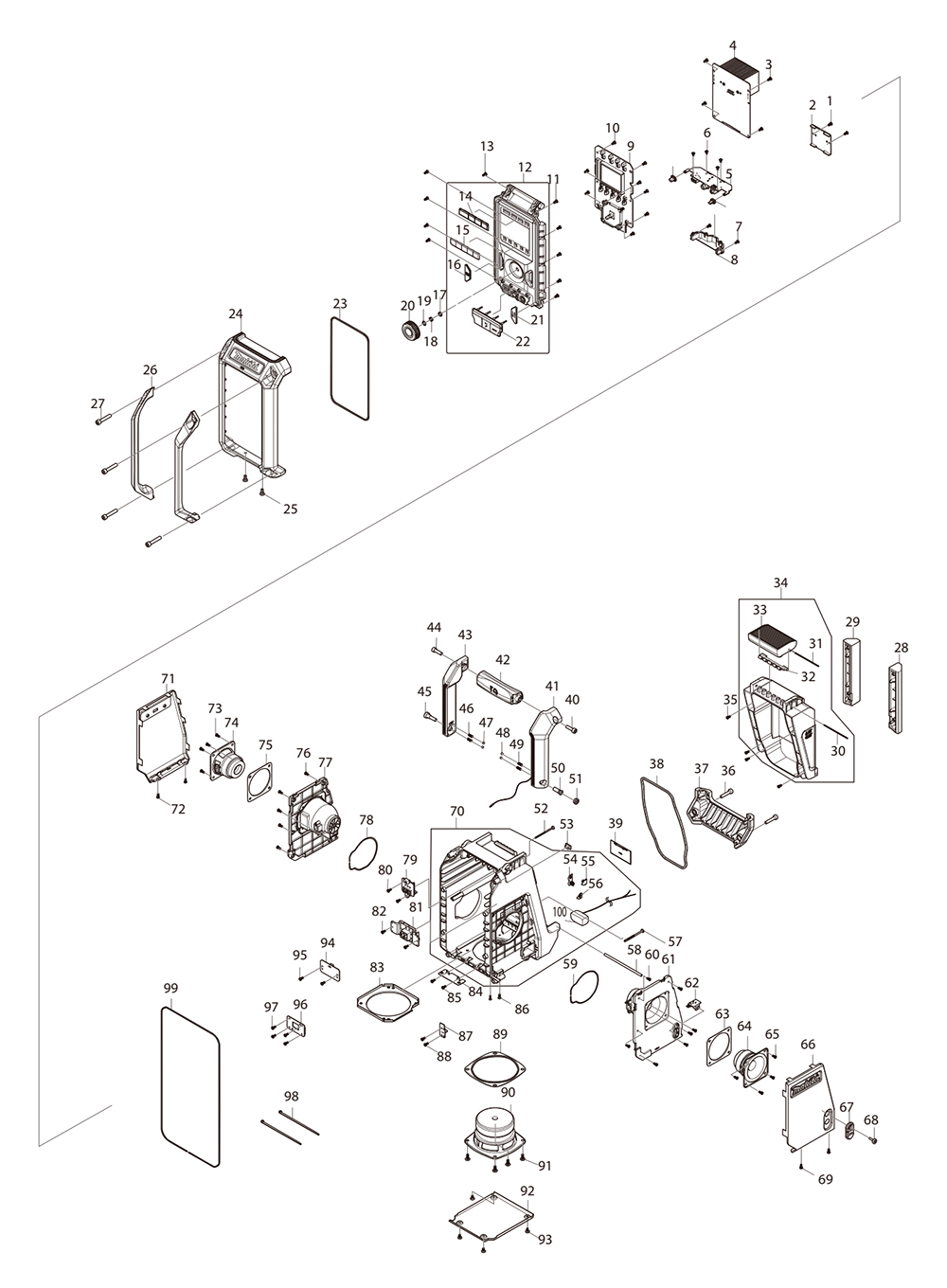 Fig-0 Diagram and Parts List for XRM09B  Makita Radio