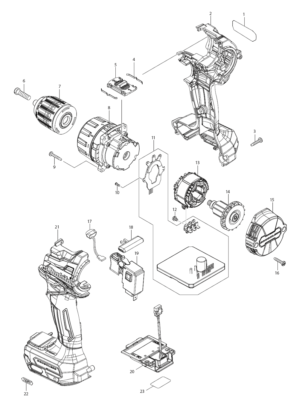 Fig-0 Diagram and Parts List for GFD02Z  Makita Hammer Drill
