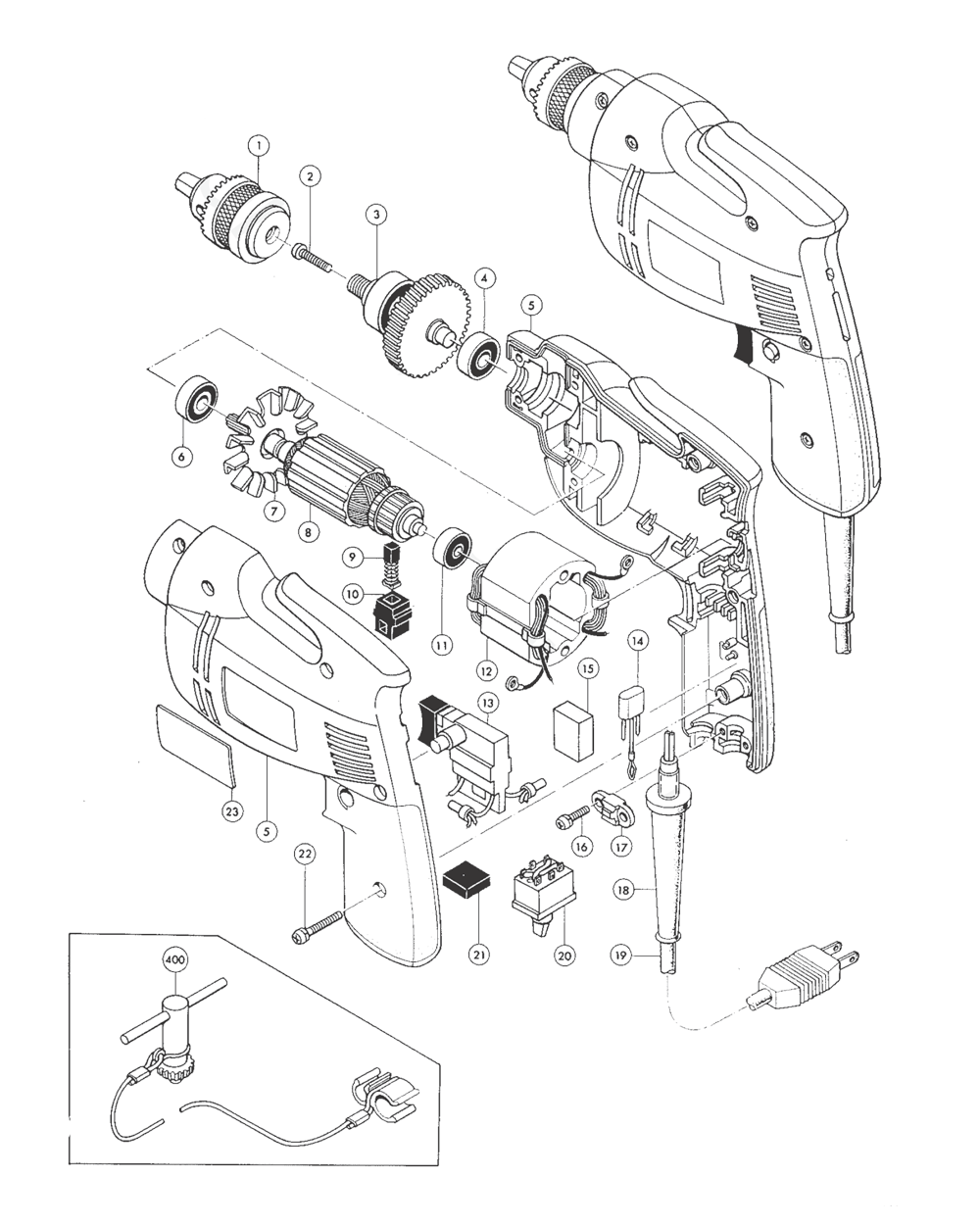 Page 1 Diagram and Parts List for 6010BVR  Makita Drill