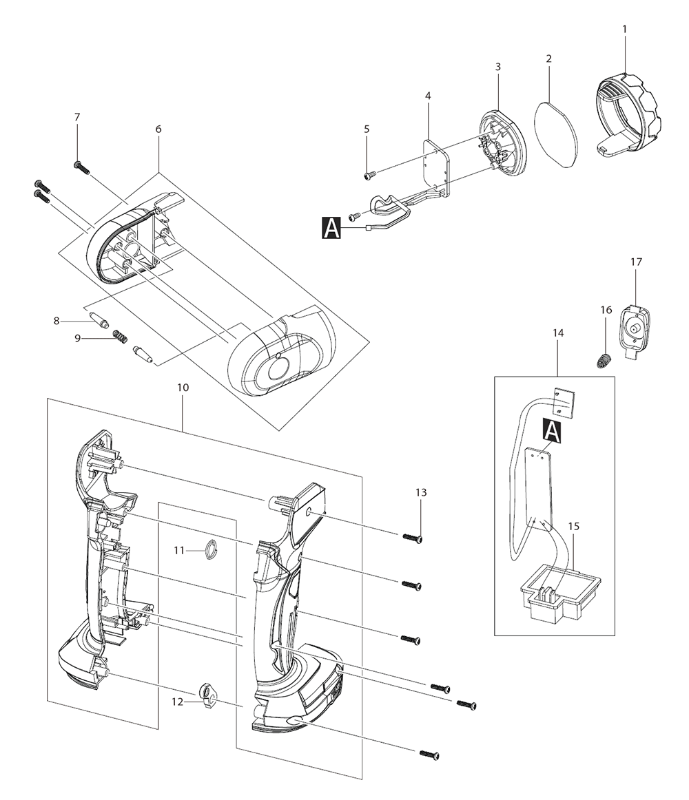 Fig-0 Diagram and Parts List for DML815B  Makita Worklight & Flashlight